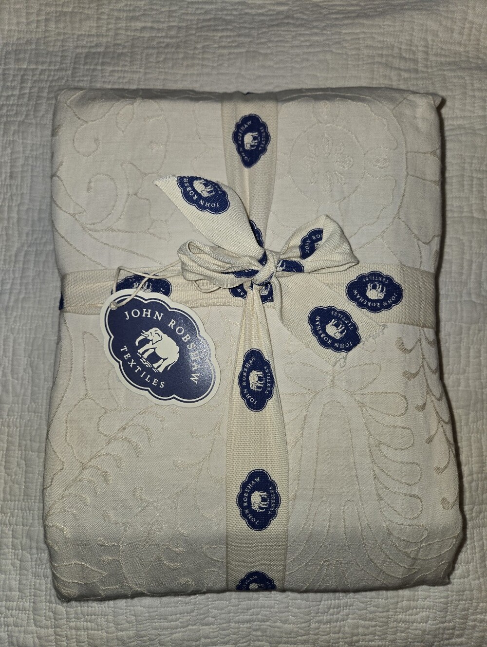 NWT John Robshaw Amina Acru Jacquard Queen Duvet Cover & Shams Set 3pc